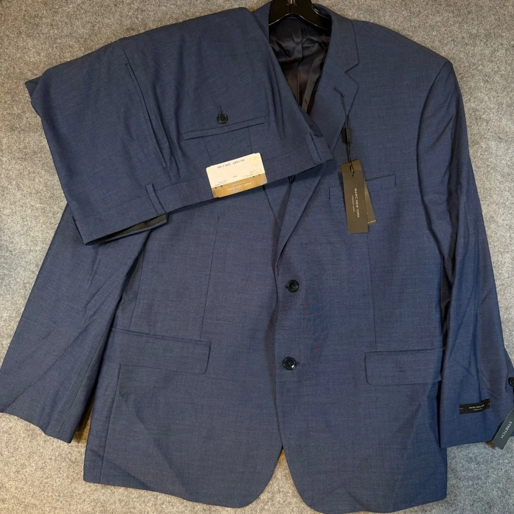 Marc New York Casselman Blue 2 Piece Stretch Suit Mens 46S 39W CASS2MBV0128 NWT